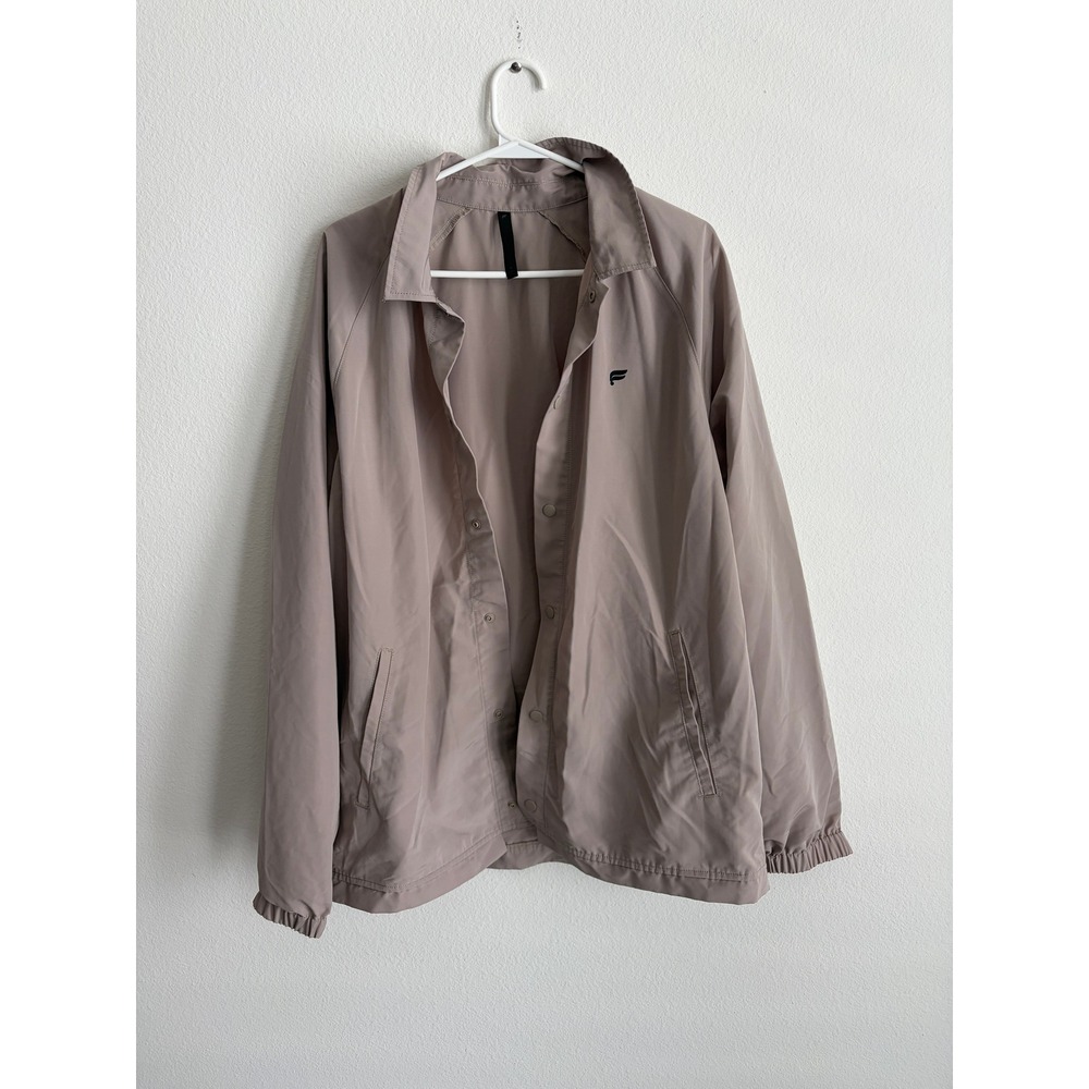 Fabletics Mens Taupe Tan Lightweight Snap Front Coach Jacket Windbreaker Size M